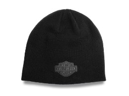 Men's Contrast Bar & Shield Knit Hat - Black/Asphalt
