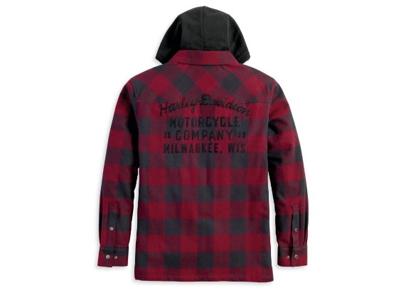 Onwards Hooded Black Plaid Shirt Hemd