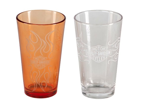 HDL-18824, H-D B&S Flames Pint Glass Set