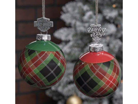 HDX-99356, Holiday Plaid Ball Ornament Set