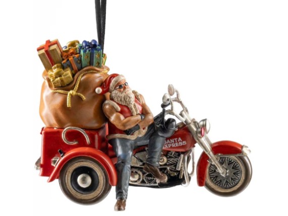 HDX-99359, 2025 Biker Santa Ornament