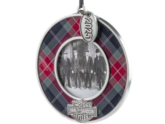 HDX-99362, 2025 Holiday Plaid Picture Frame Orn