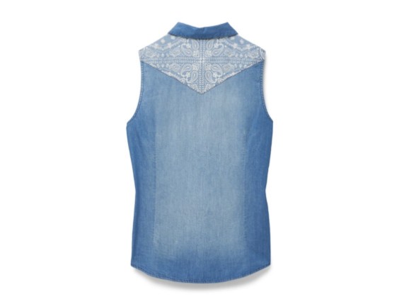 Liberty Bell Sleeveless Denim Shirt für Damen. 96662-22VW_b
