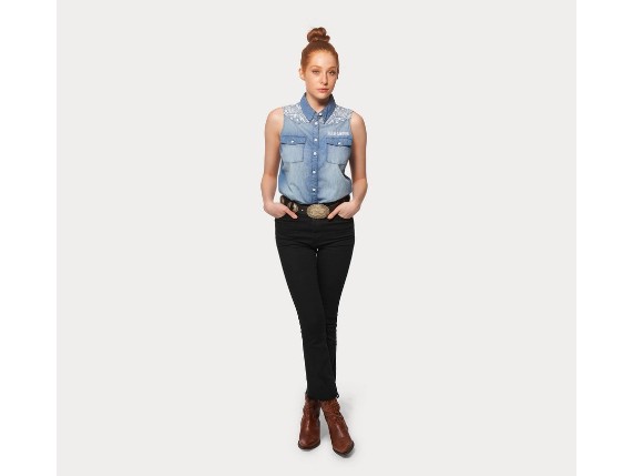 Liberty Bell Sleeveless Denim Shirt für Damen. 96662-22VW_t1