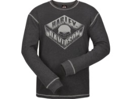 Harley-Davidson® Dealer Longsleeve-Shirt Langarm-Shirt "Triple", für Herren, grau, Motiv hinten "Köhlbrandbrücke"