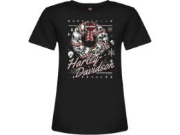 Harley-Davidson® Dealer T-Shirt "Wreath" für Damen, schwarz, Motiv hinten "Hamburg Wappen"