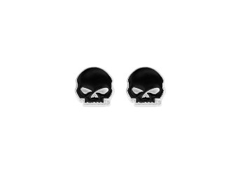 Black Enamel Skull Post Earrings