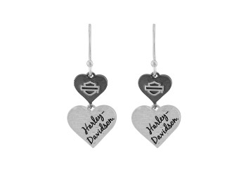 2020 VDAY Black&Silver Double Heart Drop Earrings