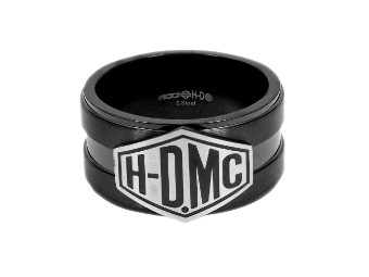 H-DMC Black Matte&Shiny Silver Steel Band Ring