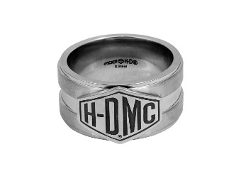 H-DMC Silver Matte&Shiny Steel Band Ring