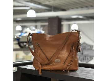Harley-Davidson® Damen-Hobo-Handtasche aus hellbraunem Büffelleder 