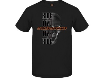 Harley-Davidson® Dealer T-Shirt "Live Half" für Herren, schwarz, Motiv hinten "Köhlbrandbrücke"