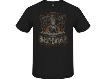 Harley-Davidson® Dealer T-Shirt "Timeless Vintage Rider" für Herren, schwarz, Motiv hinten "Hamburg Wappen"