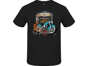 Harley-Davidson® Dealer T-Shirt "Garage Dog" für Herren, schwarz, Motiv hinten "Hamburg Wappen"
