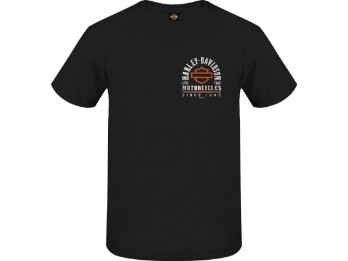 Harley-Davidson® Dealer T-Shirt "Distinguished" für Herren, schwarz, Motiv hinten "Hamburg Wappen"