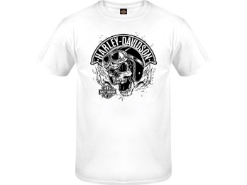 Harley-Davidson® Dealer T-Shirt "Rocker Skull" für Herren, weiss, Motiv hinten "Köhlbrandbrücke"