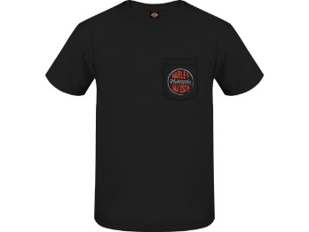 Harley-Davidson® Dealer T-Shirt "Stamp End Pocket" für Herren, schwarz, Motiv hinten "Hamburg Wappen"