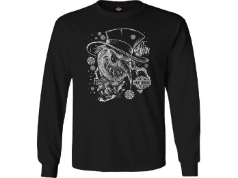 Harley-Davidson® Dealer Longsleeve-Shirt Langarm-Shirt "Seasonal", schwarz, für Herren, Motiv hinten "Hamburg Wappen"