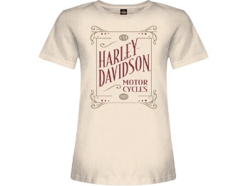 Harley-Davidson® Dealer T-Shirt "Thin Name" für Damen, beige, Motiv hinten "Hamburg Wappen"