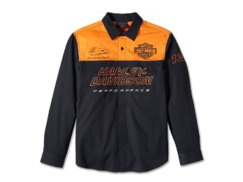 Harley-Davidson® Langarm-Hemd "Orange Colorblock" für Herren