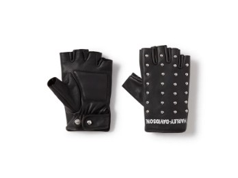 Harley-Davidson® Studded Fingerless Damen Leder Handschuhe