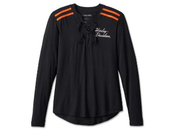 Harley-Davidson® Damen-Henley-Shirt mit ikonischer Schnürung