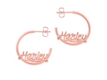 Rose Gold Cursive Harley Hoop Earrin gs