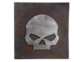 Harley-Davidson® Wandbild „Willie G Skull“ aus Metall im Used-Look