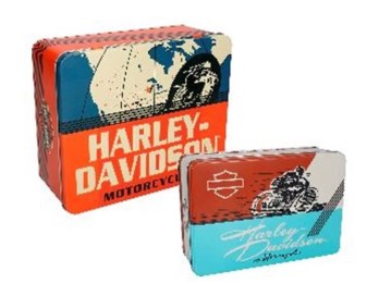 Harley Davidson © Blechdosen Set Vintage Style,orange/blau