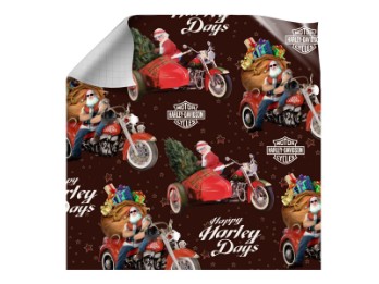 Harley-Davidson® 6m-Rolle Biker-Weihnachtsmann-Geschenkpapier