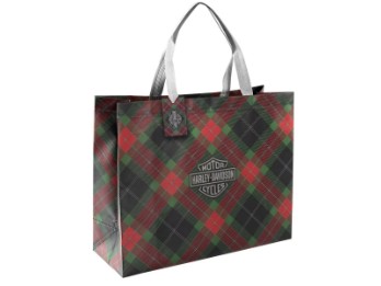 Harley-Davidson® Wiederverwendbare Geschenktüte mit Weihnachtskaromuster oder Biker Weihnachtsmann Geschenktüte