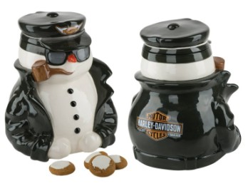W19-Biker Snowman Cookie Jar