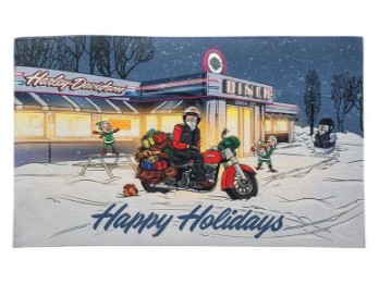 Harley-Davidson® Biker Santa Happy Holidays Fussmatte