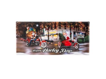 Harley-Davidson® Metallschild Biker-Weihnachtsmann und Mrs. Claus