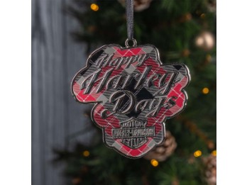 Harley-Davidson® Zinnornament „Weihnachten im Karomuster“ 