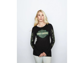 Harley-Davidson® Langarm-Shirt Pinstripped mit Srass für Damen