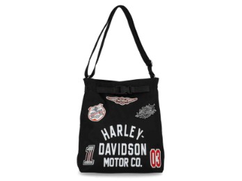 Harley-Davidson® Hobo-Umhängetasche mit Vintage-Logo-Aufnähern