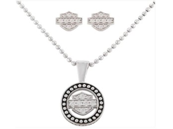 Circle Beaded Necklace&Earring Set W /White Swarovski Crysta