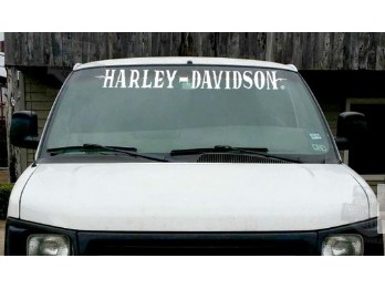 Harley Davidson White Xpressionz (We stern Front)-Windshield Decal