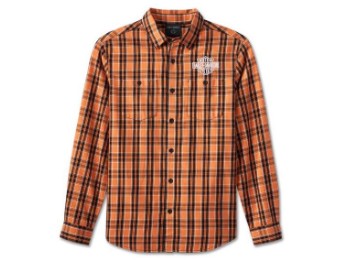 Harley-Davidson® Langarm-Hemd "Orange Plaid" für Herren
