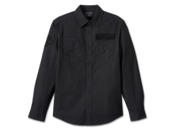 Harley-Davidson® Langarm-Hemd "Woven Black" für Herren
