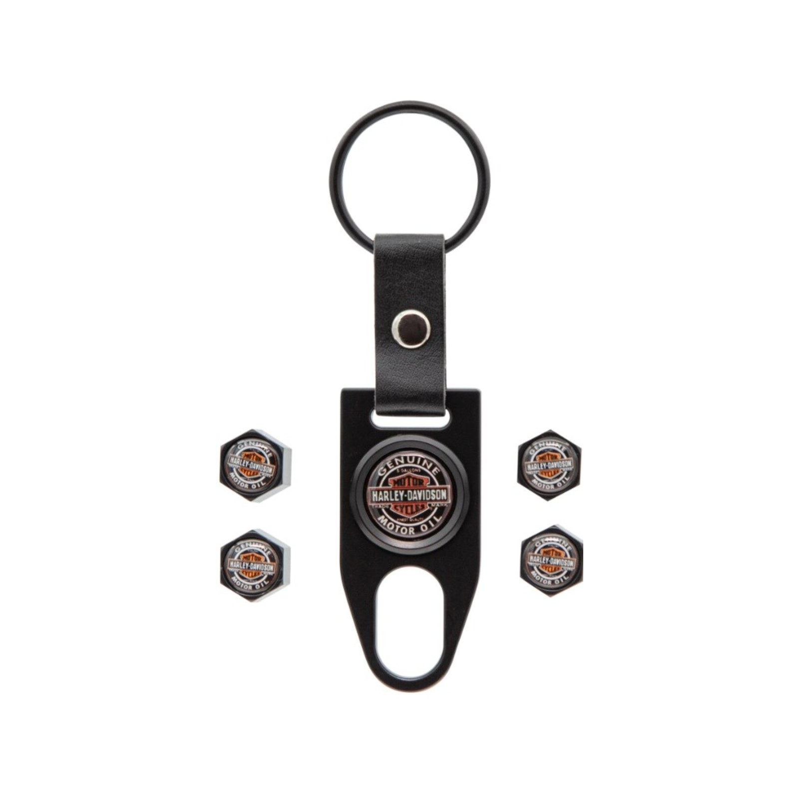 HarleyDavidson Valve Stem Covers & Key Chain Vintage Genuine Motor Oil Schwarz