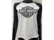 Harley-Davidson Damen Dealer Shirt  Bar & Shield Ladies Schwarz/Weiß Backprint Lübeck Holstentor 3000099