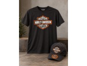 Harley-Davidson T-Shirt & Cap Set – Schwarz/Orange – 96494-26VM