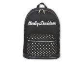 Harley-Davidson® Damen-Rucksack mit klassischem Nietenbesatz, 3D-Logo-Stickerei – Schwarz