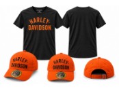 Harley-Davidson T-Shirt & Cap Set 96492-26VM – Schwarz/Orange