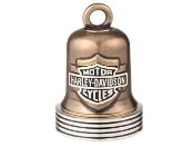 Harley-Davidson Zweifarbige Bar & Shield-Glocke mit Streifenrand und Schleife, Gold 34M00090