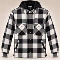 Harley-Davidson Herren Jacke mit Kapuze – Schwarz/Weiß Kariert – 96561-26VM 