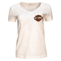 Harley-Davidson Dealer Shirts mit Backprint Lübeck Holstentor Mini B-S LDS V-Neck White 3001095