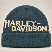 Harley-Davidson Strickmütze Beanie – Dunkles Petrolblau/Creme | 97695-26VM